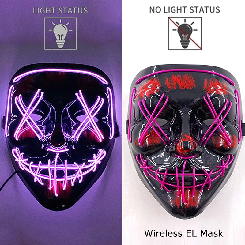 Masque LED Néon Lumineux – Effet Horreur