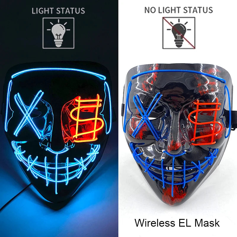 Masque LED Néon Lumineux – Effet Horreur