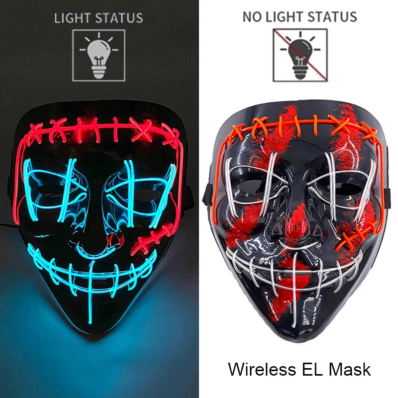 Masque LED Néon Lumineux – Effet Horreur