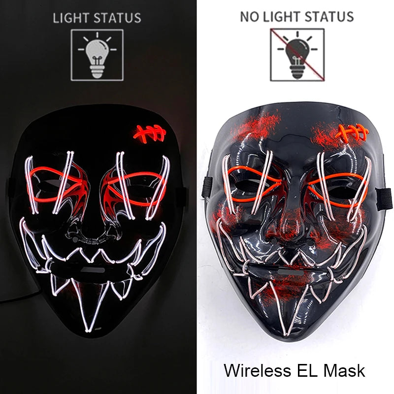 Masque LED Néon Lumineux – Effet Horreur