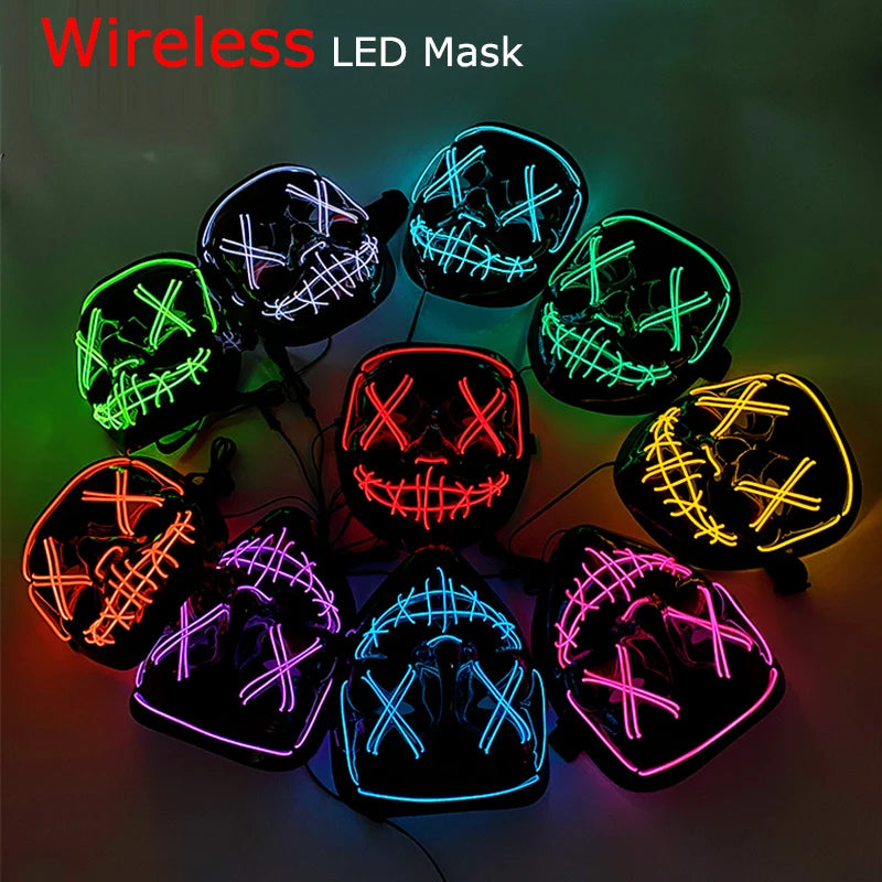 Masque LED Néon Lumineux – Effet Horreur