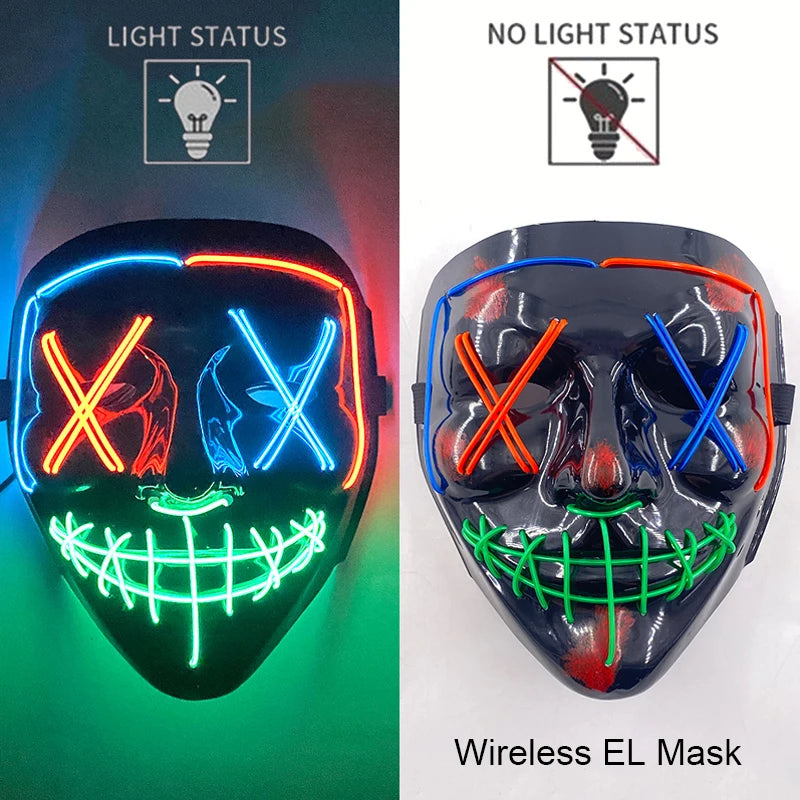 Masque LED Néon Lumineux – Effet Horreur