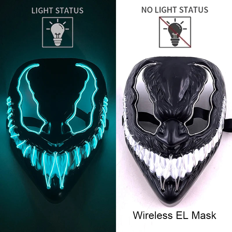 Masque LED Néon Lumineux – Effet Horreur