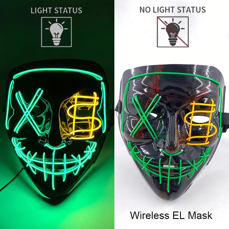 Masque LED Néon Lumineux – Effet Horreur