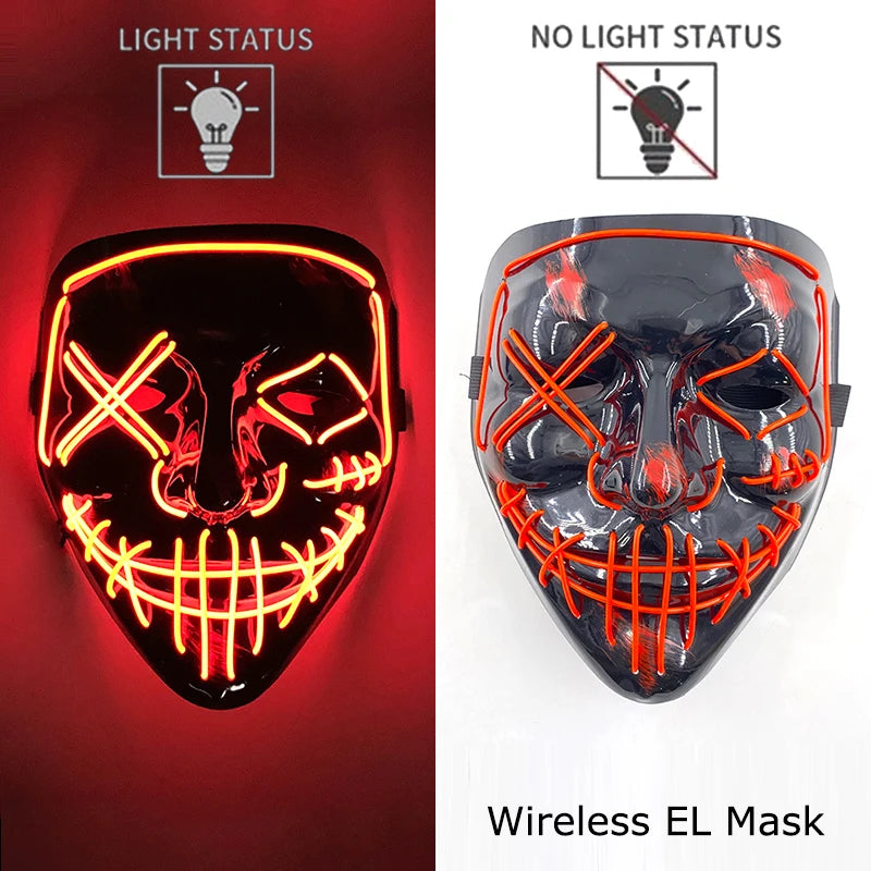 Masque LED Néon Lumineux – Effet Horreur