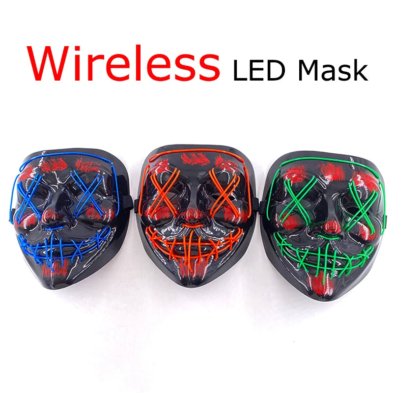 Masque LED Néon Lumineux – Effet Horreur