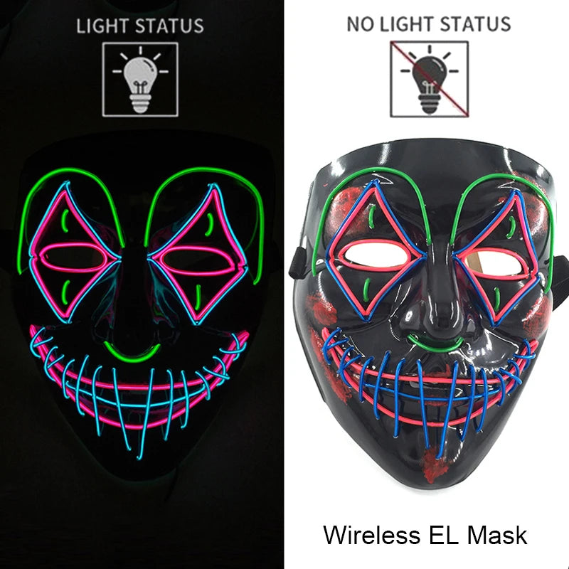 Masque LED Néon Lumineux – Effet Horreur