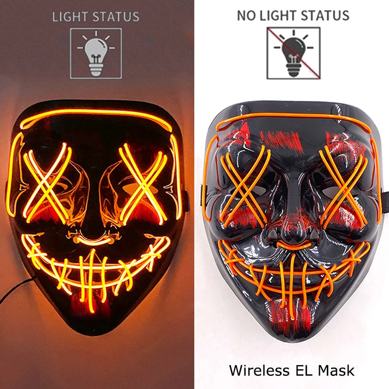 Masque LED Néon Lumineux – Effet Horreur