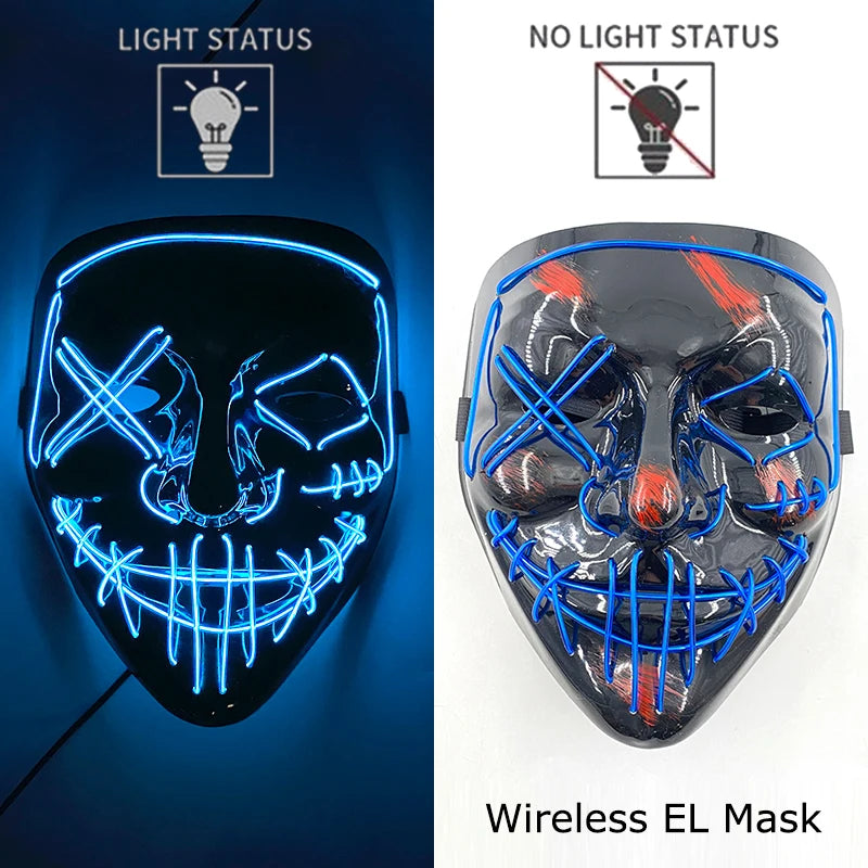 Masque LED Néon Lumineux – Effet Horreur
