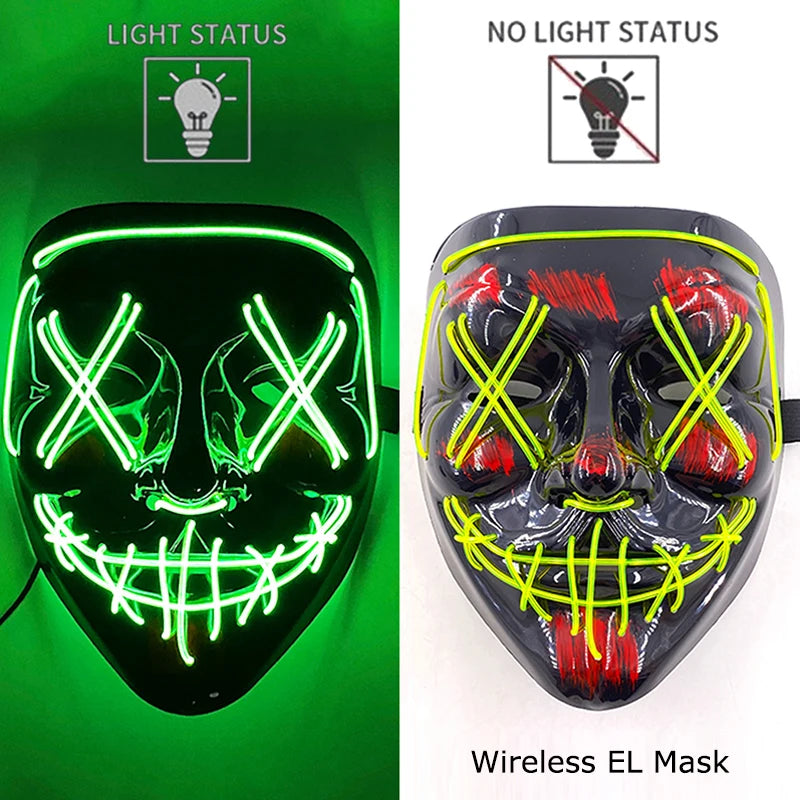 Masque LED Néon Lumineux – Effet Horreur