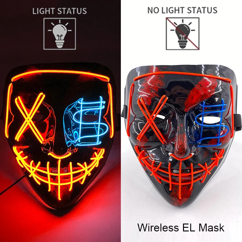 Masque LED Néon Lumineux – Effet Horreur