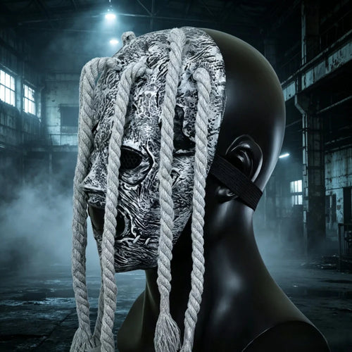 Masque Horreur Tresses Grises – Latex intégral