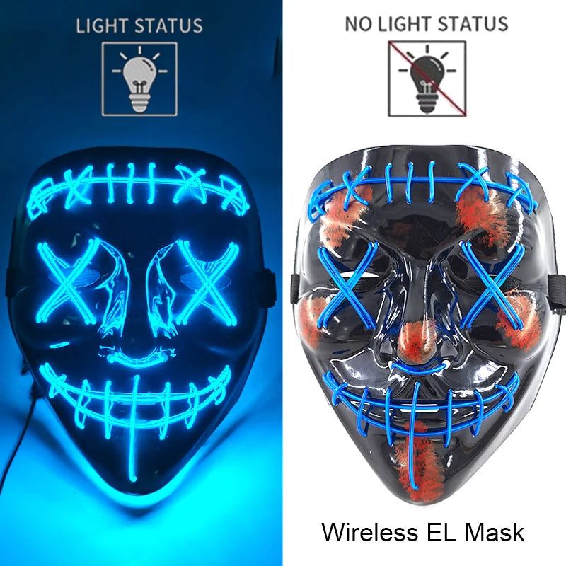 Masque LED Néon Lumineux – Effet Horreur