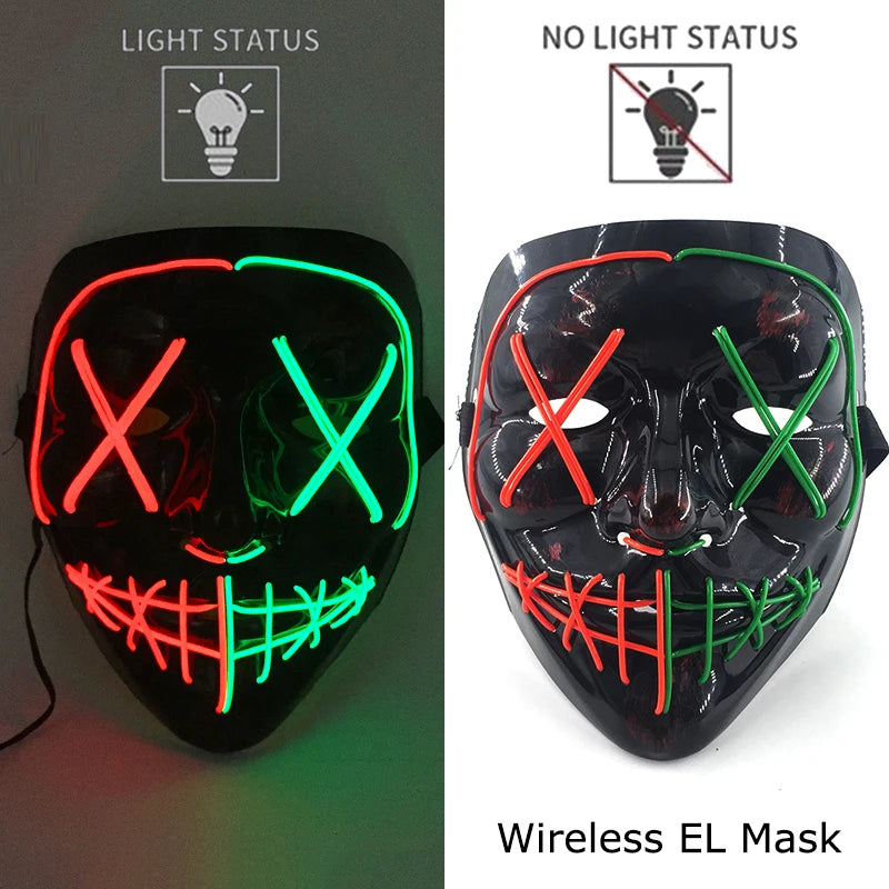 Masque LED Néon Lumineux – Effet Horreur