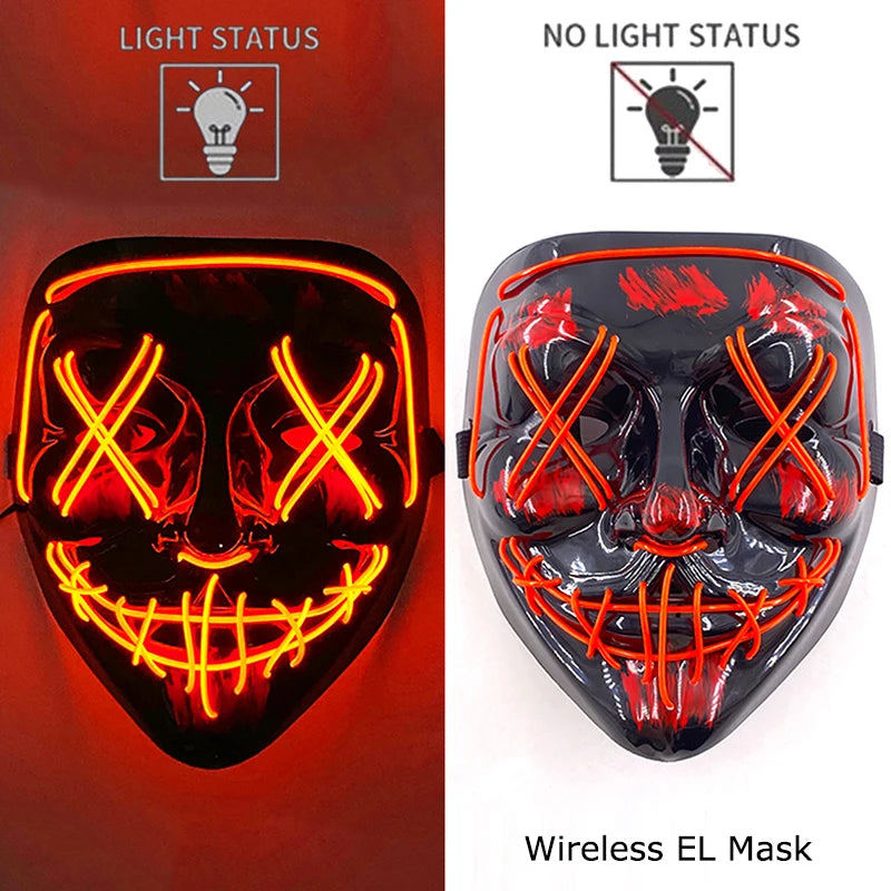 Masque LED Néon Lumineux – Effet Horreur
