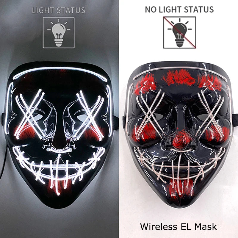 Masque LED Néon Lumineux – Effet Horreur