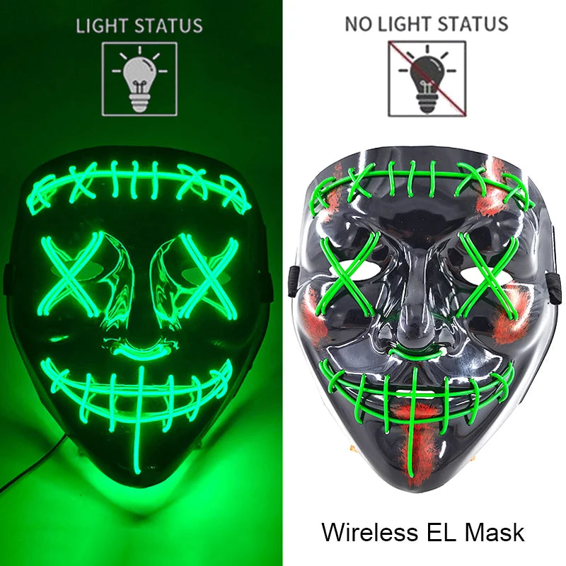 Masque LED Néon Lumineux – Effet Horreur