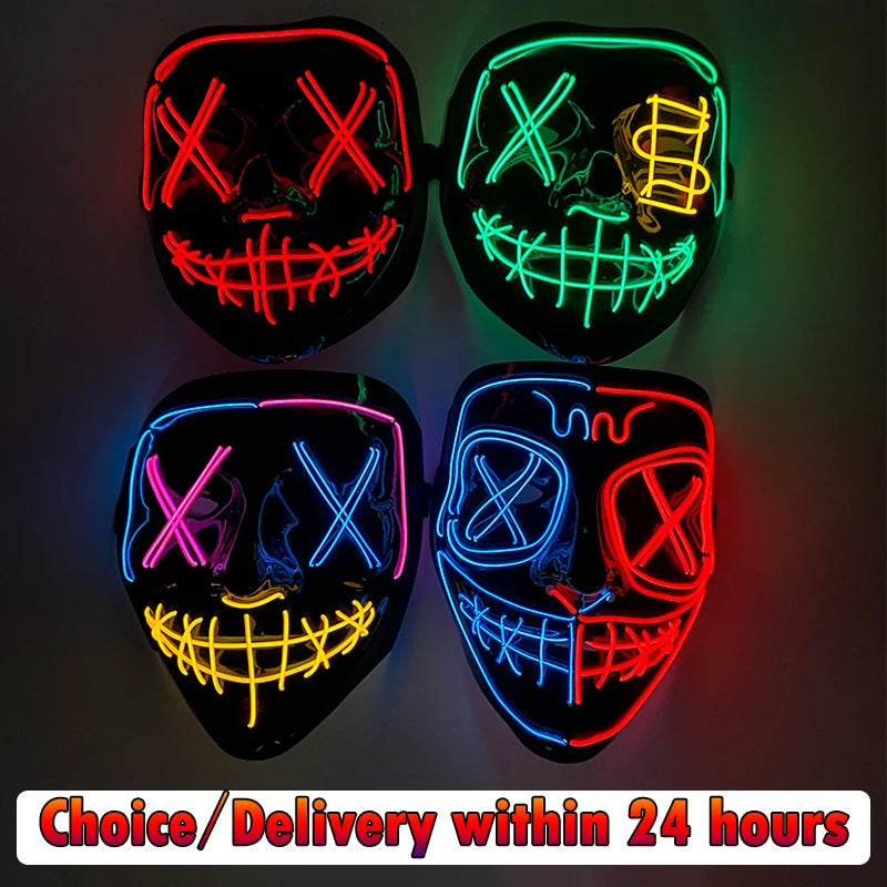 Masque LED Néon Lumineux – Effet Horreur