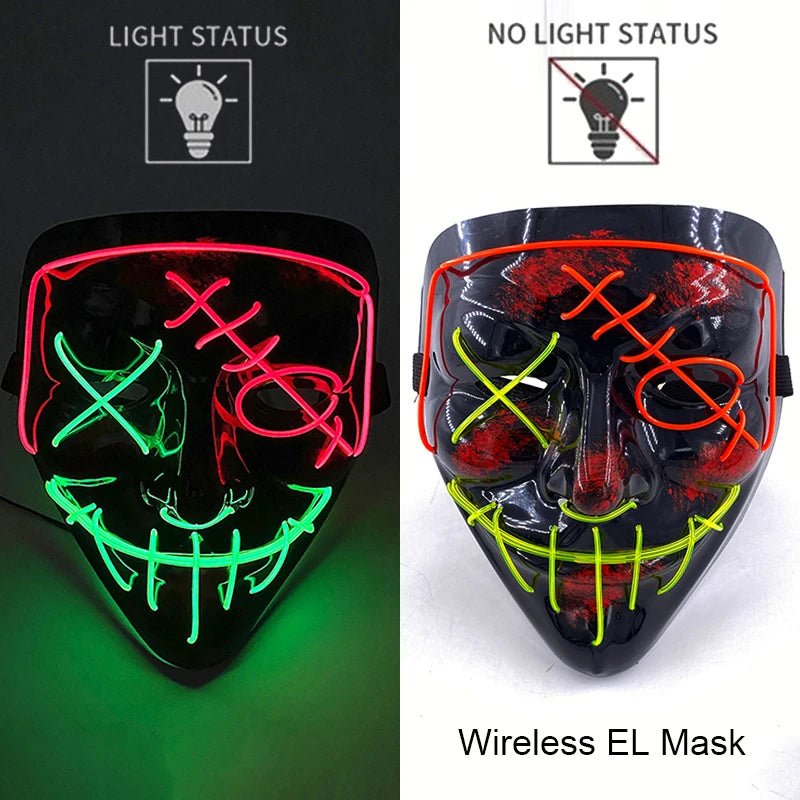 Masque LED Néon Lumineux – Effet Horreur