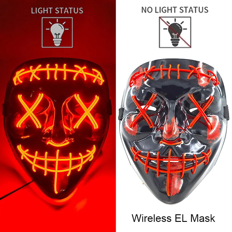Masque LED Néon Lumineux – Effet Horreur