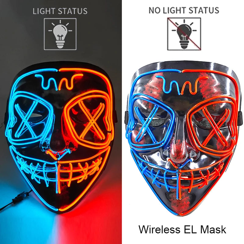 Masque LED Néon Lumineux – Effet Horreur