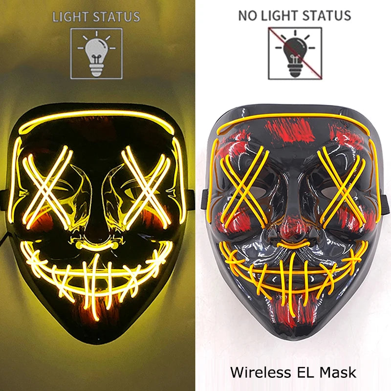 Masque LED Néon Lumineux – Effet Horreur