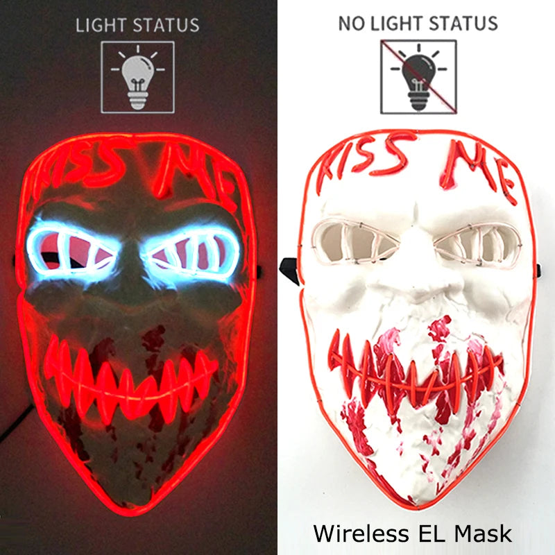 Masque LED Néon Lumineux – Effet Horreur