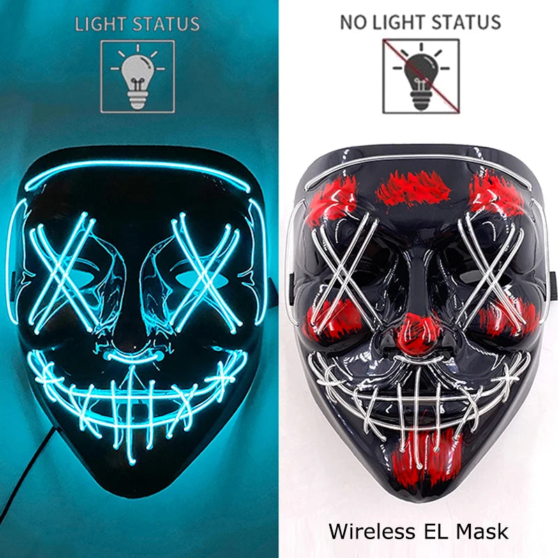 Masque LED Néon Lumineux – Effet Horreur