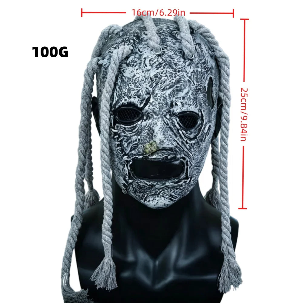 Masque Horreur Tresses Grises – Latex intégral