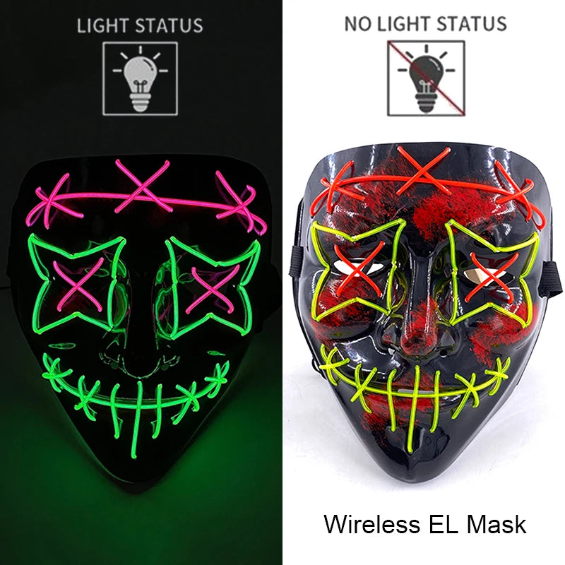 Masque LED Néon Lumineux – Effet Horreur