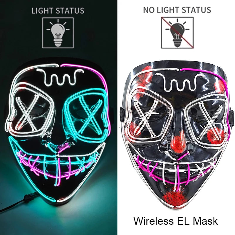 Masque LED Néon Lumineux – Effet Horreur