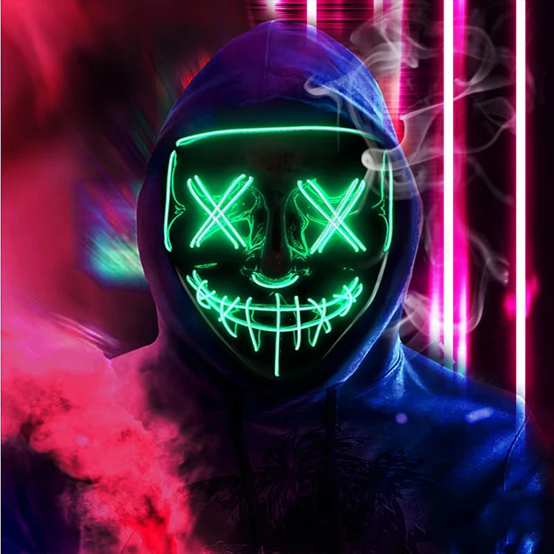 Masque LED Néon Lumineux – Effet Horreur