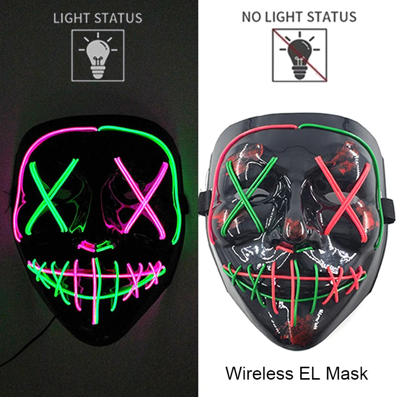 Masque LED Néon Lumineux – Effet Horreur
