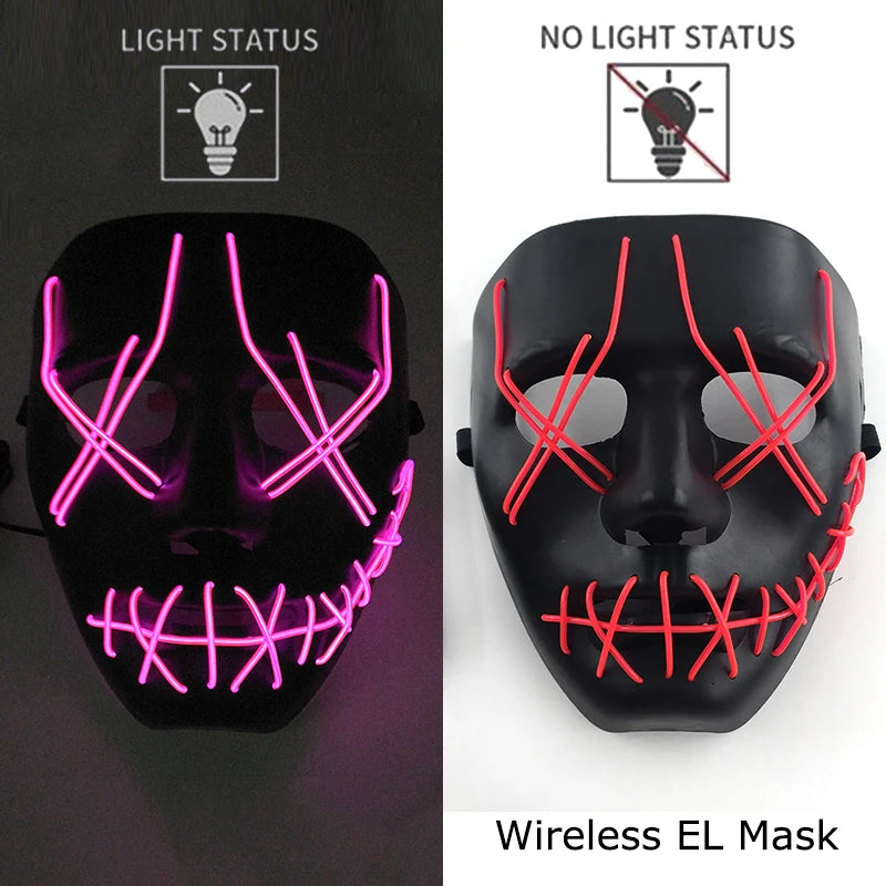 Masque LED Néon Lumineux – Effet Horreur