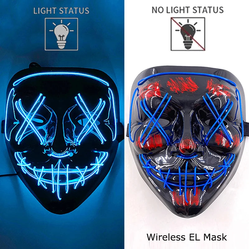 Masque LED Néon Lumineux – Effet Horreur