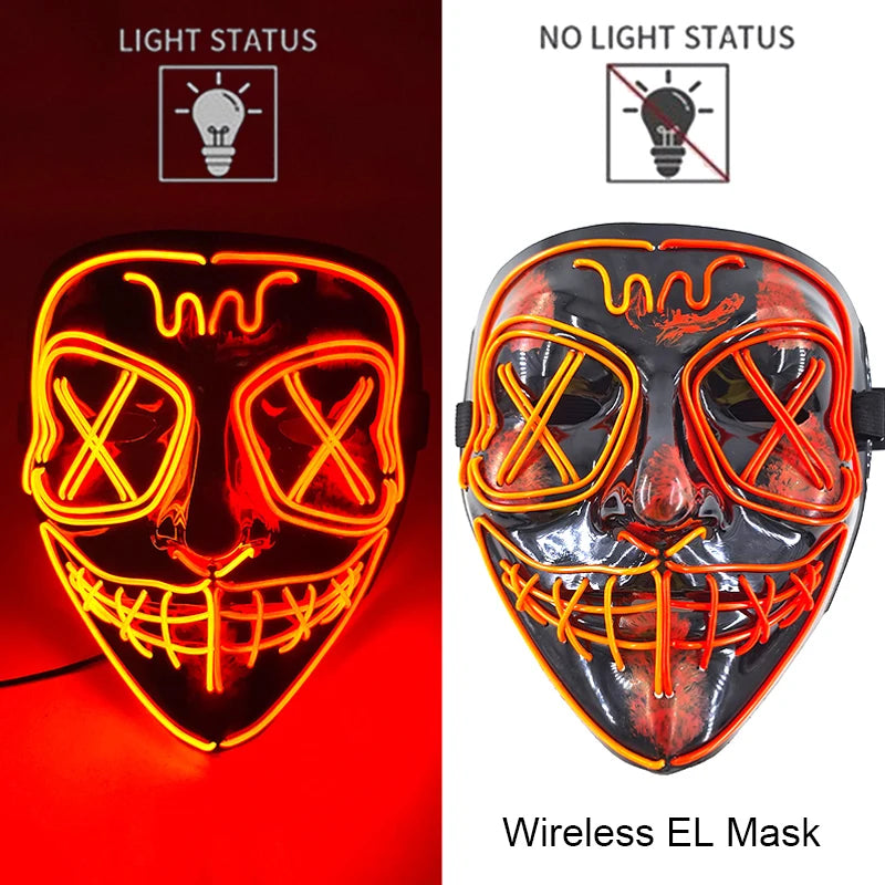 Masque LED Néon Lumineux – Effet Horreur