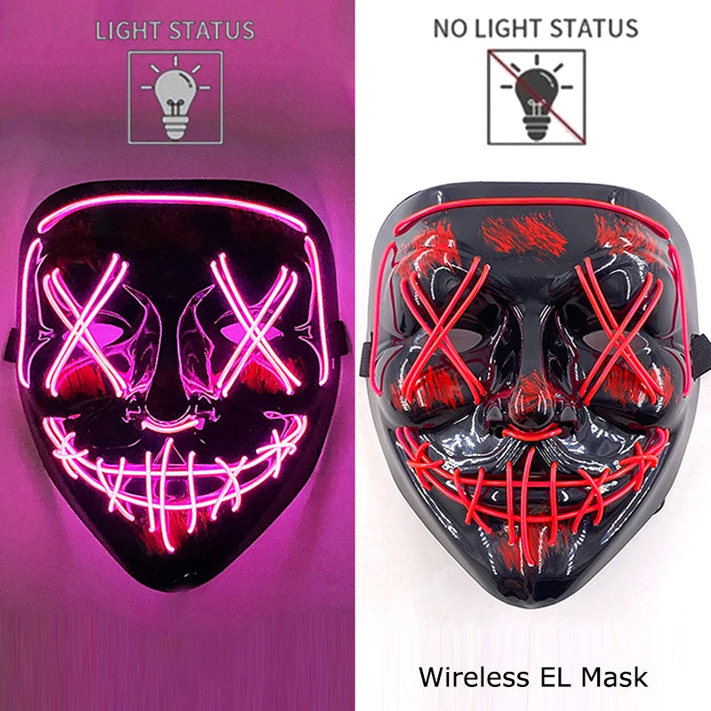 Masque LED Néon Lumineux – Effet Horreur