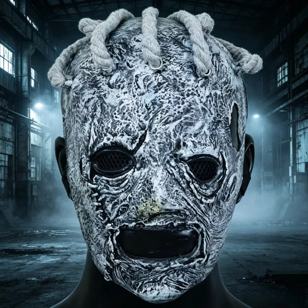 Masque Horreur Tresses Grises – Latex intégral