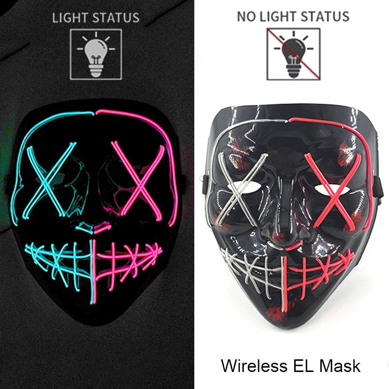 Masque LED Néon Lumineux – Effet Horreur