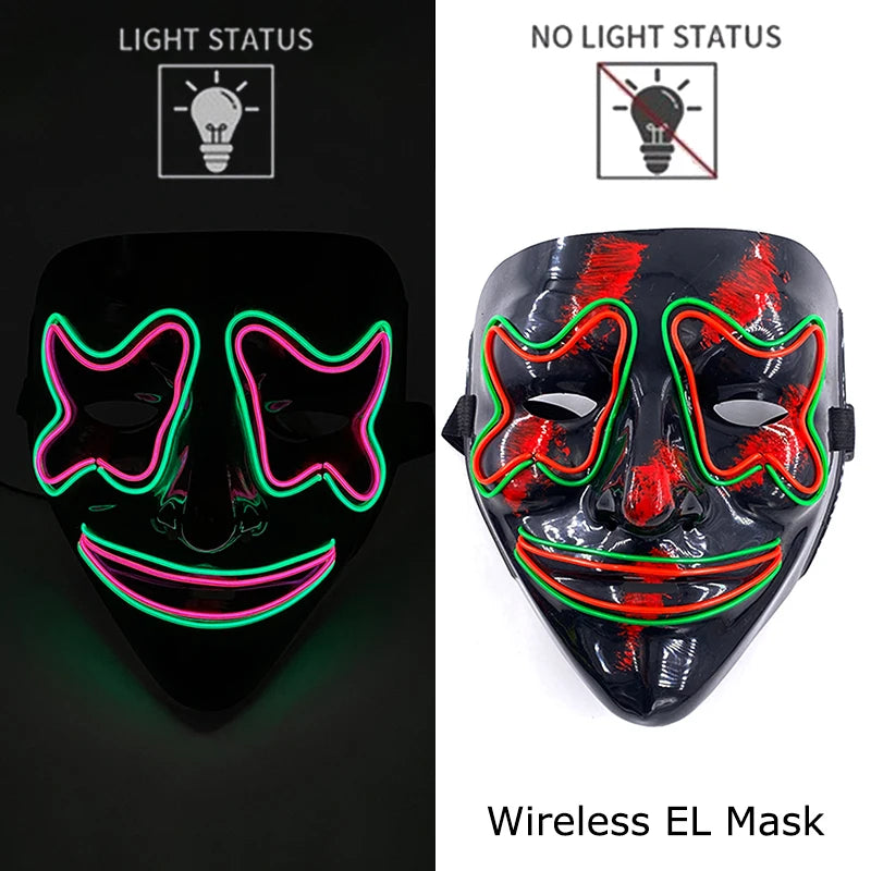 Masque LED Néon Lumineux – Effet Horreur
