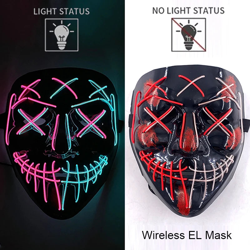 Masque LED Néon Lumineux – Effet Horreur