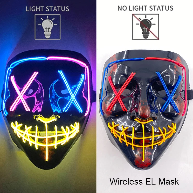 Masque LED Néon Lumineux – Effet Horreur