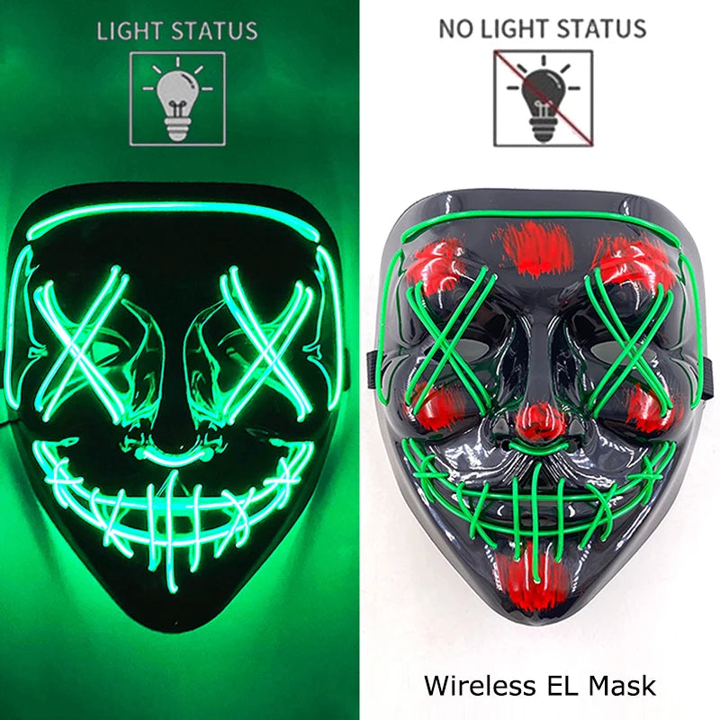 Masque LED Néon Lumineux – Effet Horreur