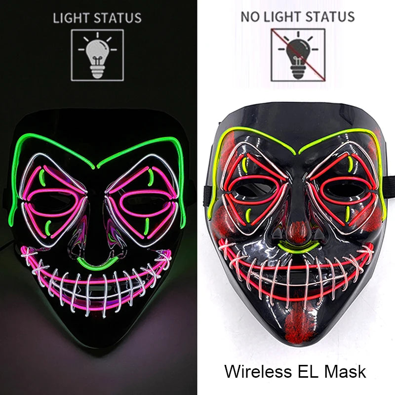 Masque LED Néon Lumineux – Effet Horreur